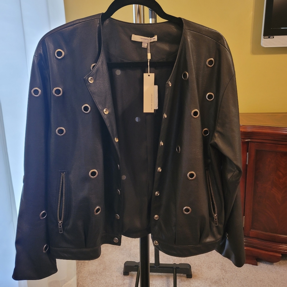 Lavender Brown Grommet Jacket Size L